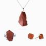 Imagem de Conjunto de prata 925 Regulavel com cristal natural. Pedra Jasper Vermelho