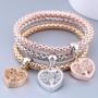 Imagem de Conjunto De Pulseira Elástica Feminina De 3 Cores Com Pingente De Coração Joias Da Moda Para Data,