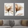 Imagem de Conjunto de Quadros Decorativos com Moldura Flor de Lotus Clean Neutro Marrom Sala Quarto Kit 2 