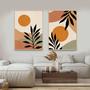 Imagem de Conjunto de Quadros Decorativos com Moldura Folhas Formas Abstrato Sala Quarto Kit 2 