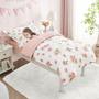 Imagem de Conjunto de roupa de cama infantil Cozyholy Pink Floral de 4 peças para meninas