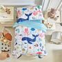 Imagem de Conjunto de roupa de cama infantil Joyreap Ocean Theme branco de 4 peças