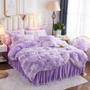 Imagem de Conjunto de Roupa de Cama JAUXIO Luxury - Abstracto Faux Fur Tie Dye Lilás - Tamanho Twin