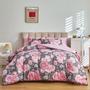 Imagem de Conjunto de roupa de cama UOZZI BEDDING Flower Edredom Grey Queen 7 peças