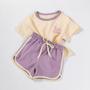 Imagem de Conjunto De Roupa De Verão Para Bebês Meninas, Camiseta Fofa Com Bordado De Coelho, Shorts Elásticos