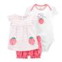 Imagem de Conjunto de Roupa Infantil para Bebês Meninas (3 Peças) - Body, Shorts e Flor - 6 Meses