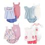 Imagem de Conjunto de Roupa Infantil para Bebês Meninas (3 Peças) - Body, Shorts e Flor - 6 Meses