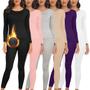 Imagem de Conjunto De Roupa Íntima Térmica Leve Feminino Longo Johns Camada Base Tempo Frio Pijama Quente Tops