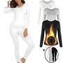 Imagem de Conjunto De Roupa Íntima Térmica Leve Feminino Longo Johns Camada Base Tempo Frio Pijama Quente Tops
