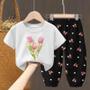 Imagem de Conjunto de Roupas de Verão para Meninas - 2 Peças - Camiseta e Calça