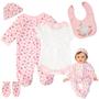 Imagem de Conjunto de roupas para boneca Reborn Baby Doll de 20 a 22 polegadas com roupa e acessórios rosa