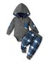 Imagem de Conjunto de roupas Renotemy Baby Boy Hoodie com calça xadrez 0-3M Bl