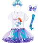 Imagem de Conjunto de roupas: vestido tutu, camisa, faixa e bandana para meninas 4-5T