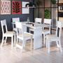 Imagem de Conjunto De Sala De Jantar Fidelitá Siena Com 6 Cadeiras Branco Assento Linho
