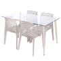 Imagem de Conjunto de Sala de Jantar Mesa com Tampo de Vidro com 4 Cadeiras Gruvyer OR Design Espresso Móveis