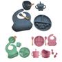 Imagem de Conjunto De Silicone Refeição Introdução Alimentar Bebê Infantil Prato Babador Talheres Copo 8 Peças