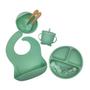 Imagem de Conjunto De Silicone Refeição Introdução Alimentar Bebê Infantil Prato Babador Talheres Copo 8 Peças