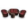 Imagem de Conjunto de Sofá Fibra Sintética Bola - 1 Sofá 2 L + 2 Poltronas + 1 Mesa Centro - Tecido Duna Vermelho