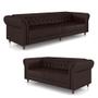 Imagem de Conjunto de Sofá Sala de Estar Stanford Chesterfield 2 e 3 Lugares 180cm/260cm Pés Madeira Couro Wine Vinho G58 - Gran Belo