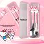 Imagem de Conjunto De Talheres Infantis Hello Kitty Melody Kuromi Cinnamoroll Com Alça De Silicone Garfo