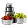 Imagem de Conjunto De Tigelas Aço Inox 5 Peças Com Tampa Resistente