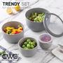 Imagem de Conjunto de Tigelas de Mistura Profundas Prep Bowls COOK WITH COLOR com Tampas - Cinza