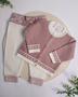 Imagem de Conjunto de trico antialérgico tijolinho calça + cardigã rose/off