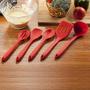 Imagem de Conjunto de utensílios de cozinha BangShou, silicone, pacote com 5, vermelho, 230 C