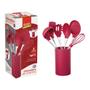 Imagem de Conjunto De Utensílios De Cozinha De Silicone Vermelho 07 Peças Euro Home