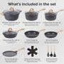 Imagem de Conjunto de utensílios de cozinha JEETEE Non Stick Induction 19 unidades com utensílios