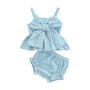 Imagem de Conjunto de Vestido e Shorts para Bebê Recém-nascida (0-18 meses) - Listrado com Detalhes em Arco