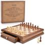 Imagem de Conjunto de xadrez AMEROUS Magnetic Wooden com gavetas de armazenamento