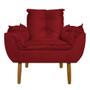 Imagem de Conjunto Decorativo Poltrona com Puff Opala Suede Vermelho - Montanaris Decor