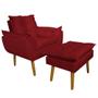 Imagem de Conjunto Decorativo Poltrona com Puff Opala Suede Vermelho - Montanaris Decor