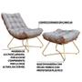 Imagem de Conjunto Decorativo Poltrona e Puff Caim Base de Madeira Dourada Linho Cinza G41 - Gran Belo