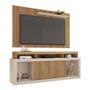 Imagem de Conjunto Decorativo Rack e Bancada Brendan MDF/MDP Ripado para TV 55 Pol. Buriti/OffWhite G11 - Gran Belo