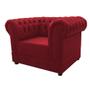 Imagem de Conjunto Divã Sofá 2 Lugares e Poltrona Cadeira Decorativa Chesterfield Suede Vermelho Recepção Sala de Estar - AM Decor