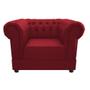 Imagem de Conjunto Divã Sofá 2 Lugares e Poltrona Cadeira Decorativa Chesterfield Suede Vermelho Recepção Sala de Estar - AM Decor