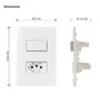 Imagem de Conjunto Duplo com Interruptor simples + Tomada 20A Branco Sleek Margirius