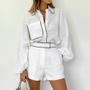 Imagem de Conjunto Elegante Feminino De Linho Camisa e Shorts