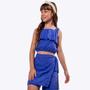 Imagem de Conjunto em Laise Cropped e Shorts Saia Azul Infantil Menina Vigat 7862