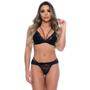 Imagem de Conjunto em Renda sem Bojo Strappy Delicado Patitex - Preto - Tam GG