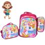 Imagem de Conjunto Escolar Lancheira Mochila E Estojo Unicórnio Rosa Glitter Charmoso Para Escola E Viagem Barato