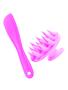 Imagem de Conjunto Escova Massageadora De Silicone Para Shampoo Limpeza De Couro Cabeludo + Espátula Multiuso Profissional KUAILE BIJUX