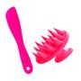 Imagem de Conjunto Escova Massageadora De Silicone Para Shampoo Limpeza De Couro Cabeludo + Espátula Multiuso Profissional KUAILE BIJUX