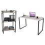 Imagem de Conjunto Escritório Estilo Industrial Mesa 135cm e Estante 60cm 3 Prateleiras Prisma Snow - Mpozenat