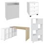 Imagem de Conjunto Escritório Home Office 4 Peças Nil A06 Branco-carvalho-branco - Mpozenato