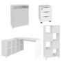 Imagem de Conjunto Escritório Home Office 4 Peças Side A06 Branco - Mpozenato