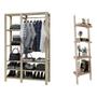 Imagem de Conjunto Estante Em Oferta Para Chão Sala Multiuso Minimalista e  Arara Reforçada Moderna Reforçada Com 4 Prateleiras