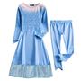 Imagem de Conjunto Fantasia Infantil Calça e Blusa Temático Princesas Azul Frozen Elsa Anna